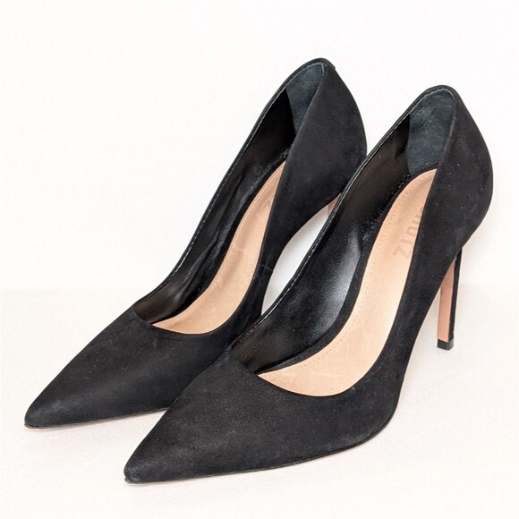 Schutz Lou High Stiletto Black Suede Pump Heel - Picture 2 of 11